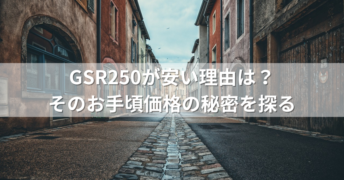 GSR250が安い理由は？そのお手頃価格の秘密を探る